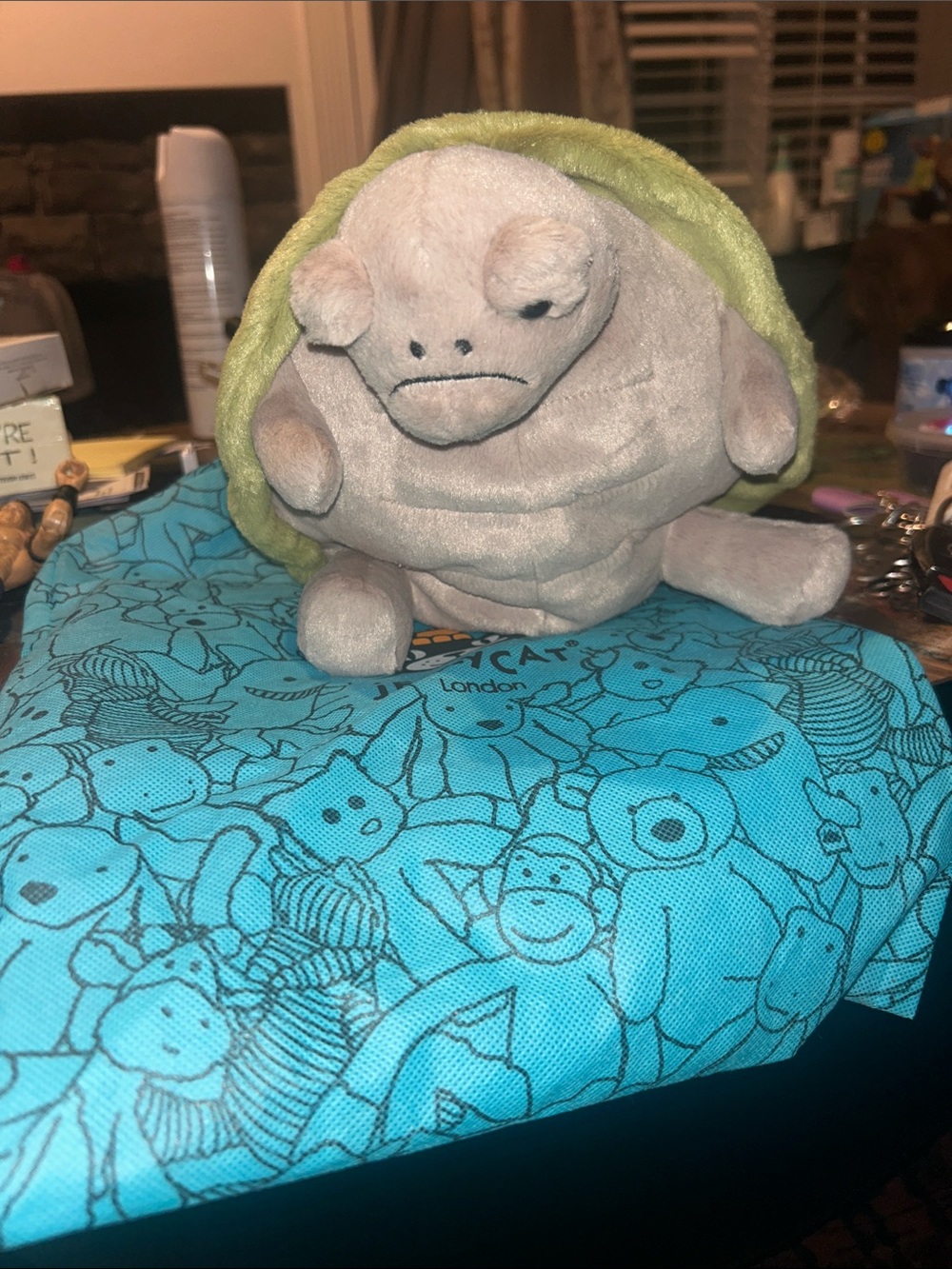 NWT Jellycat Gray Plush Turtle with Green Shell with dust bag